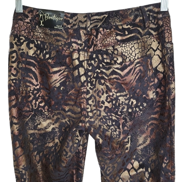 Eric Casual | NWT Women's Black and Gold Metallic Corduroy Leopard Pants - Picture 5 of 11